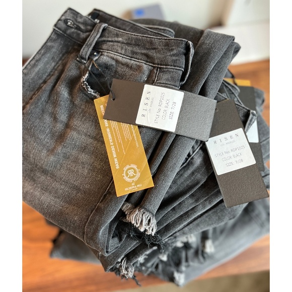 Risen High Rise Cropped Wide Leg Jeans (RDP1025) Black  NWT - Picture 8 of 10